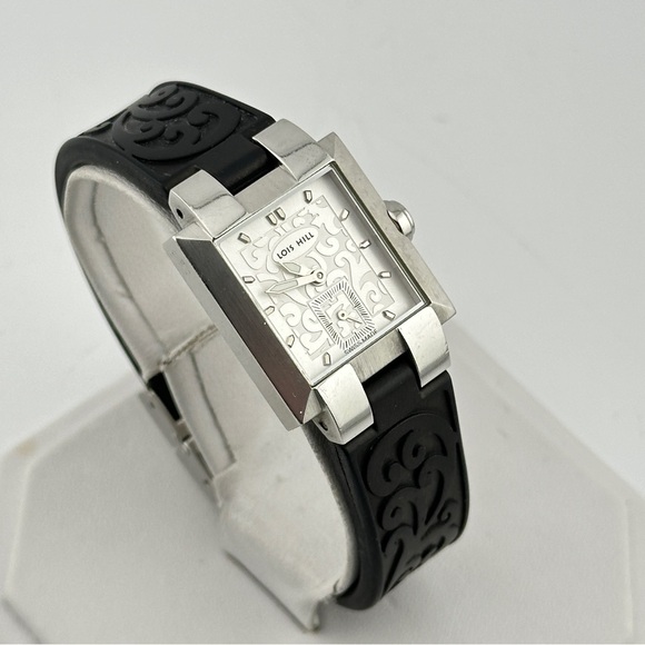 Lois Hill Sterling Silver Dial Quartz Ladies 25mm Tank Style Watch - Picture 8 of 8